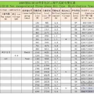 H級(jí)非包封三相干式配電變壓器