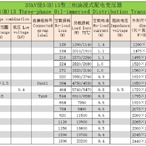 35kV級(jí)S(B)系列三相油浸式配電變壓器